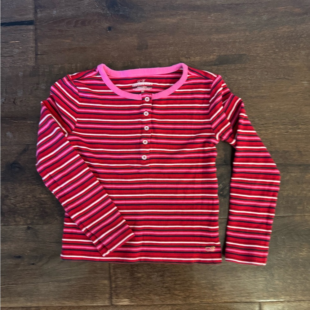 Vineyard Vines Kids Red and Pink Striped Long Sleeve Shirt